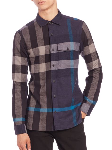 burberry flannel shirt men|Burberry plaid shirt men's.